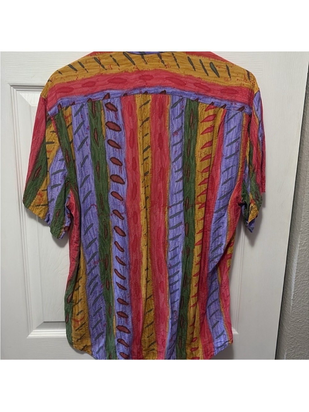 Jams World Multicolor Vertical Stripe Camp-Collar Button Shirt EUC - Picture 3 of 4